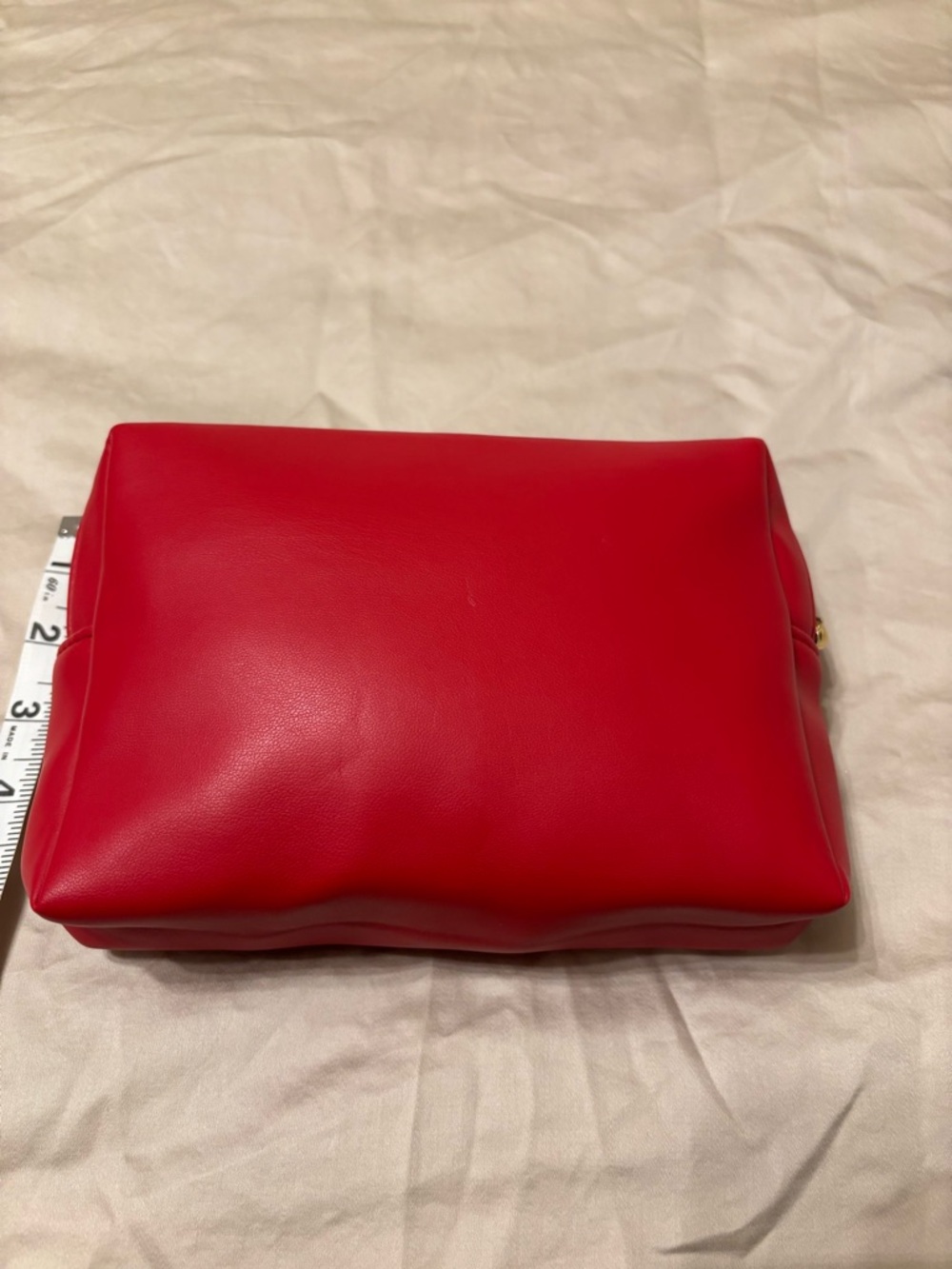 YSL Beauté Red Cosmetic Bag Gold Logo Makeup Pouch Travel Case - Picture 5 of 8